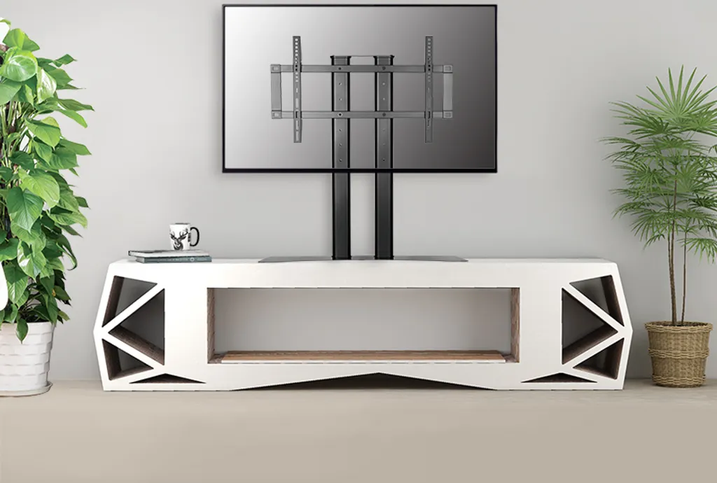 Support TV mural ultra robuste en acier pressé à froid et verre noir
