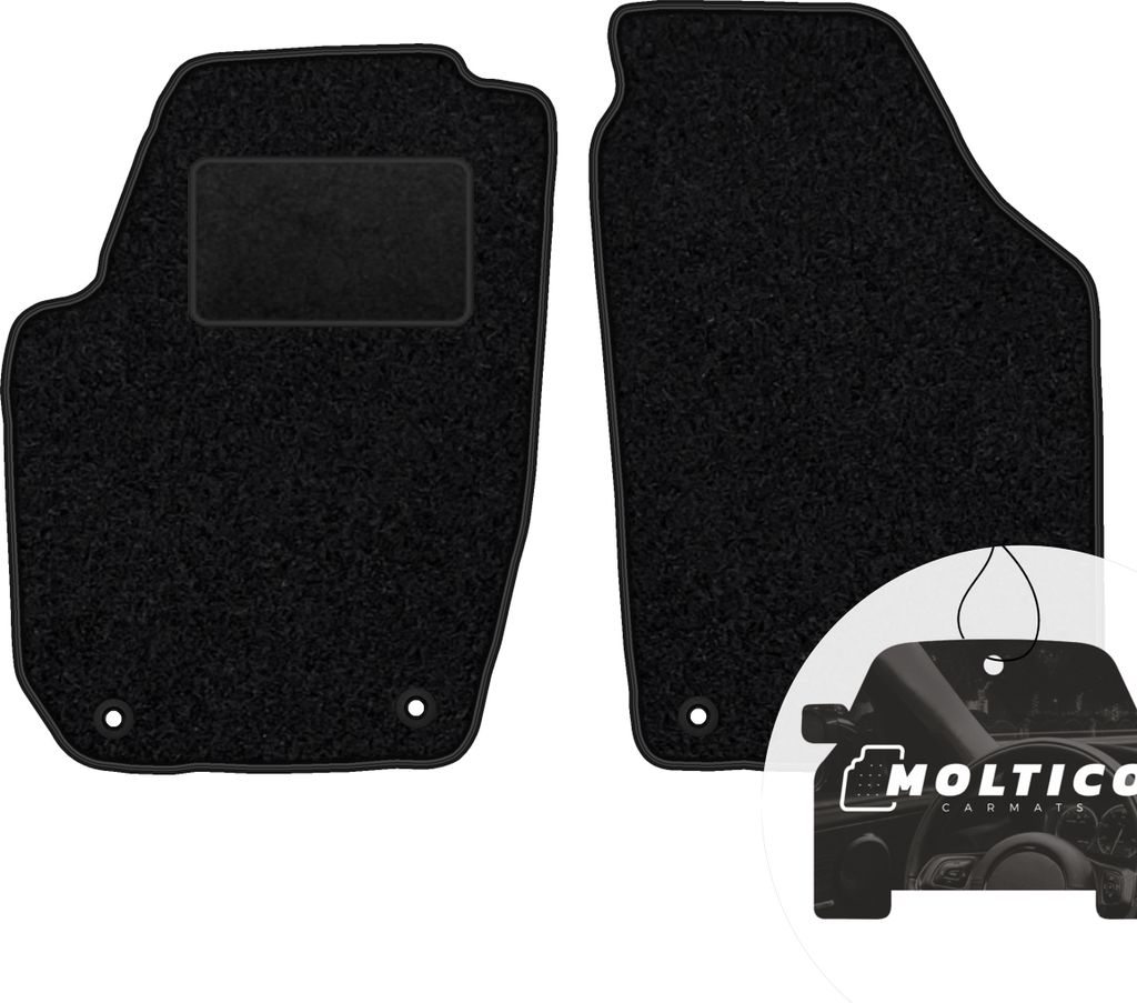 moto-MOLTICO Vorne Fußmatten Auto Velours Autoteppiche Schwarz Automatten Set 2-teilig passend für Skoda Fabia 2 2007-2014