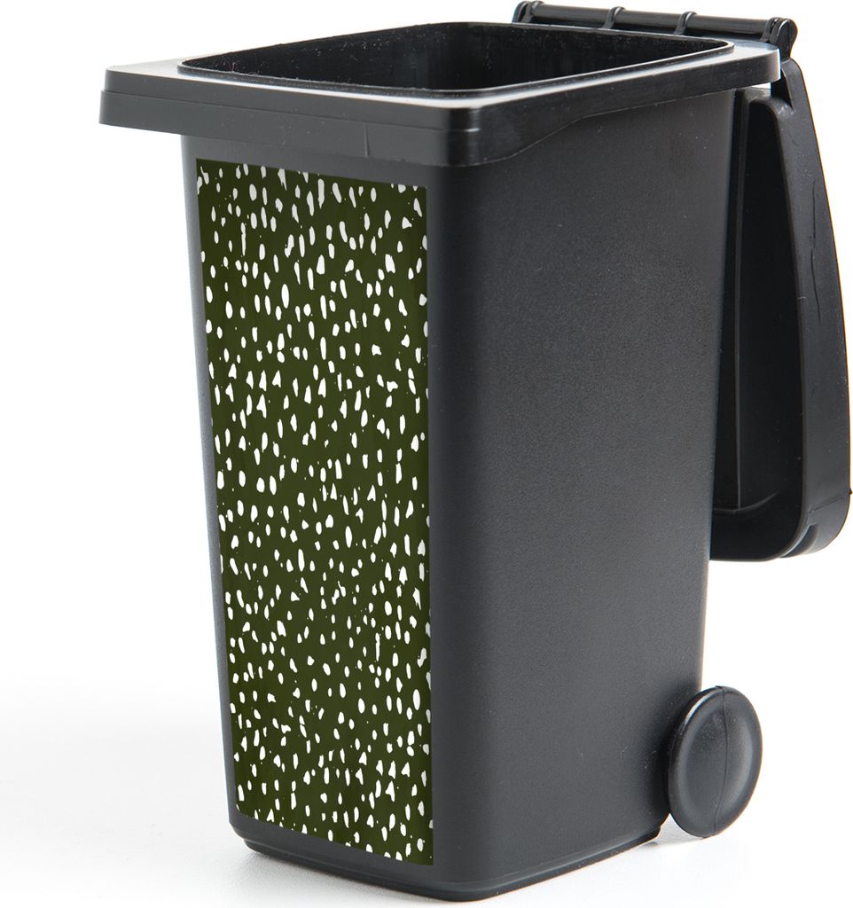 MuchoWow Mülltonnenaufkleber Polka dots - Weiß - Schwarz 38x80 cm - Behälteraufkleber - Mülleimer-Aufkleber - Container-Aufkleber