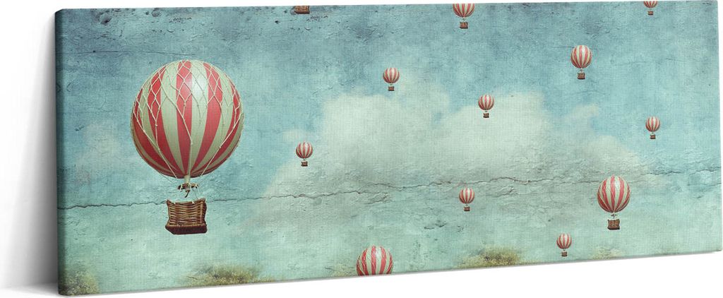 Fliegende Luftballons am Himmel – Leinwandbild Wandbild – 125x50 cm – Leinwandbilder – Wandbilder – Schlafzimmer – Flur