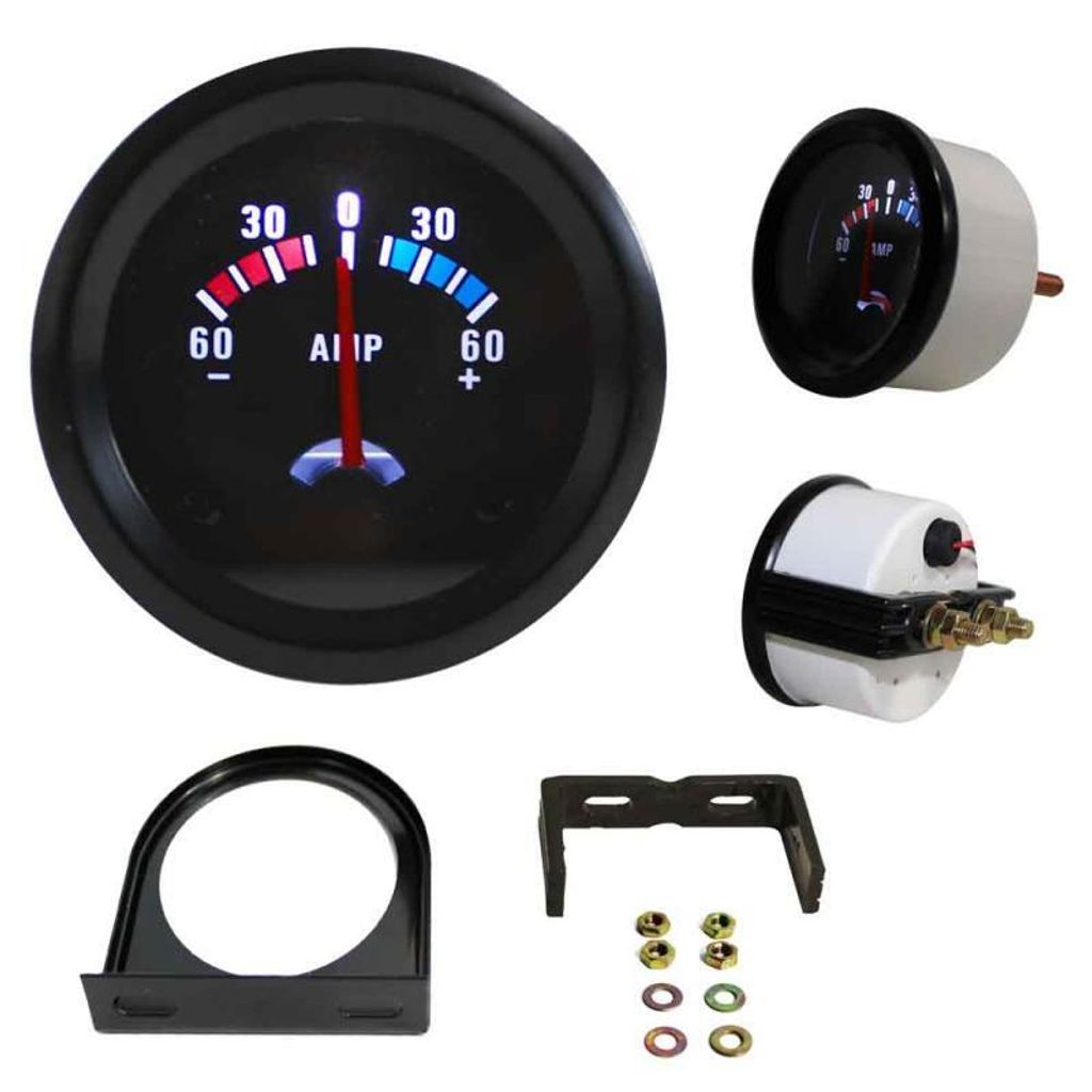 Auto Zusatzinstrument "Youngtimer" Ampermeter Anzeige schwarz 52 + Befestigung + Kit