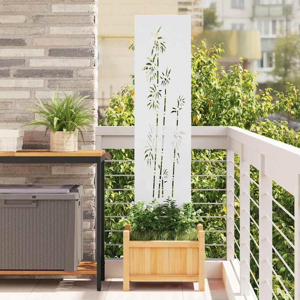 Garten Sichtschutz-Leinwand Floral Weiß 32 x 140 cm