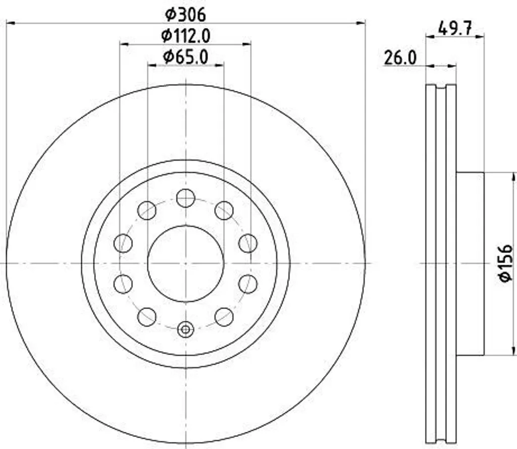 Disque de Frein Haute Qualité HELLA 5WA615301 pour Châssis MQB Evo