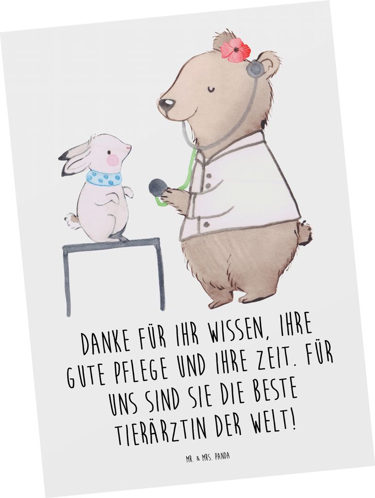Mr. & Mrs. Panda Postkarte Beste Tierärztin - Weiß - Produktbild 