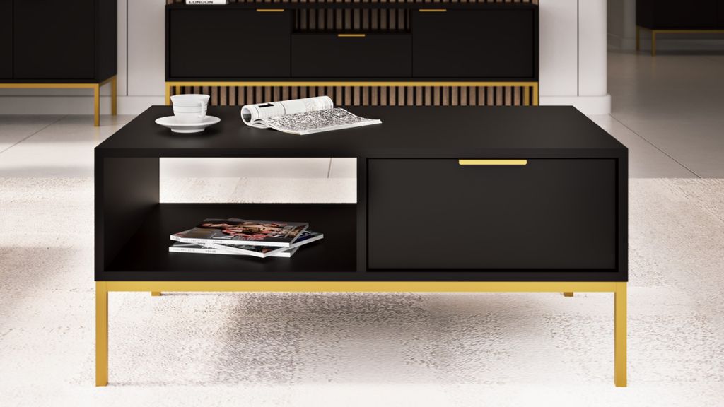 Couchtisch Austin - moderner Wohnzimmertisch mit Schublade & Ablage, 80x60x45 / 100x60x45 cm