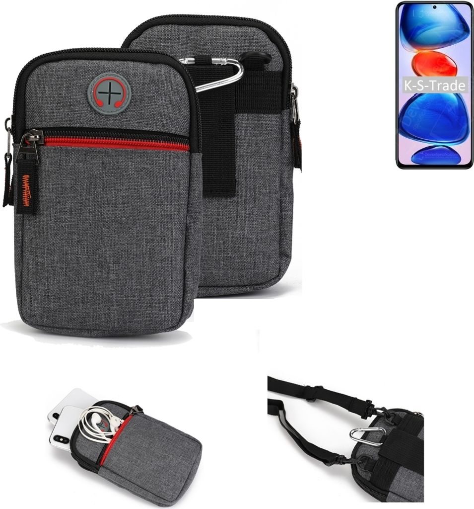 K-S-Trade Holster Gürteltasche kompatibel mit Xiaomi Redmi Note 11 Pro+ Handy Tasche Schutz Hülle grau Zusatzfächer 1x