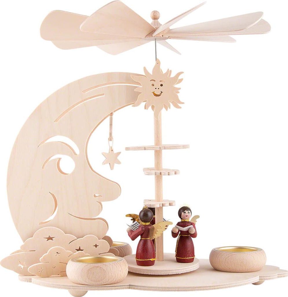 1-stöckige Mondpyramide Engel rot (28cm) von RATAGS Holzdesign