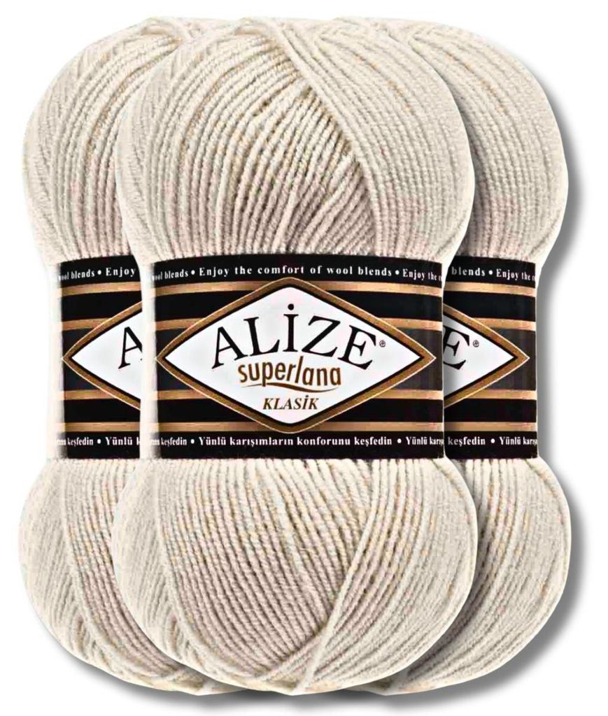Alize 3x 100g Superlana Klasik Wolle, Uni, Häkeln, Stricken Produktbild 