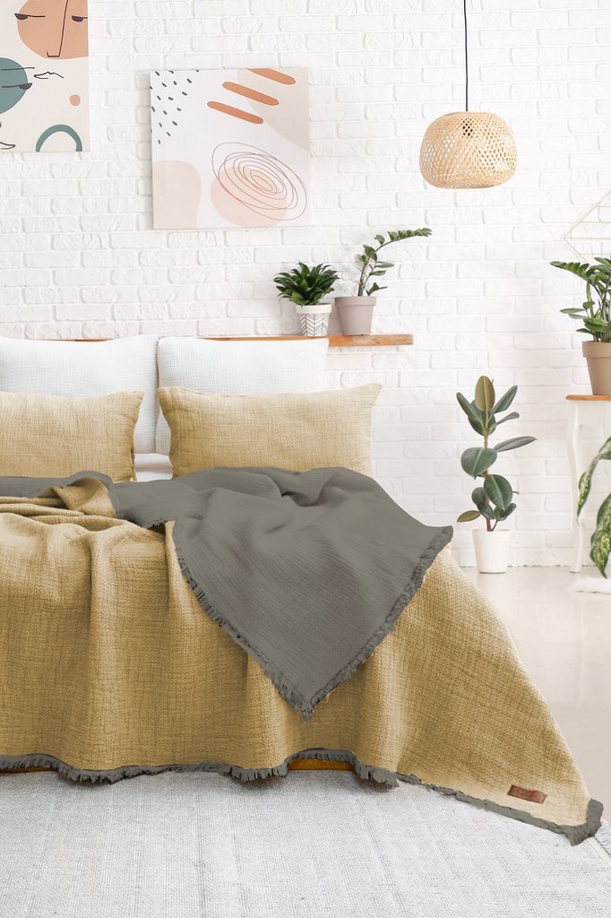 L'Essentiel Linge de Maison, Alda - Yellow, Bettwäsche-Set, Bettwäsche-Set, 70 % BAUMWOLLE, 30 % POLYESTER, 240 x 260 cm