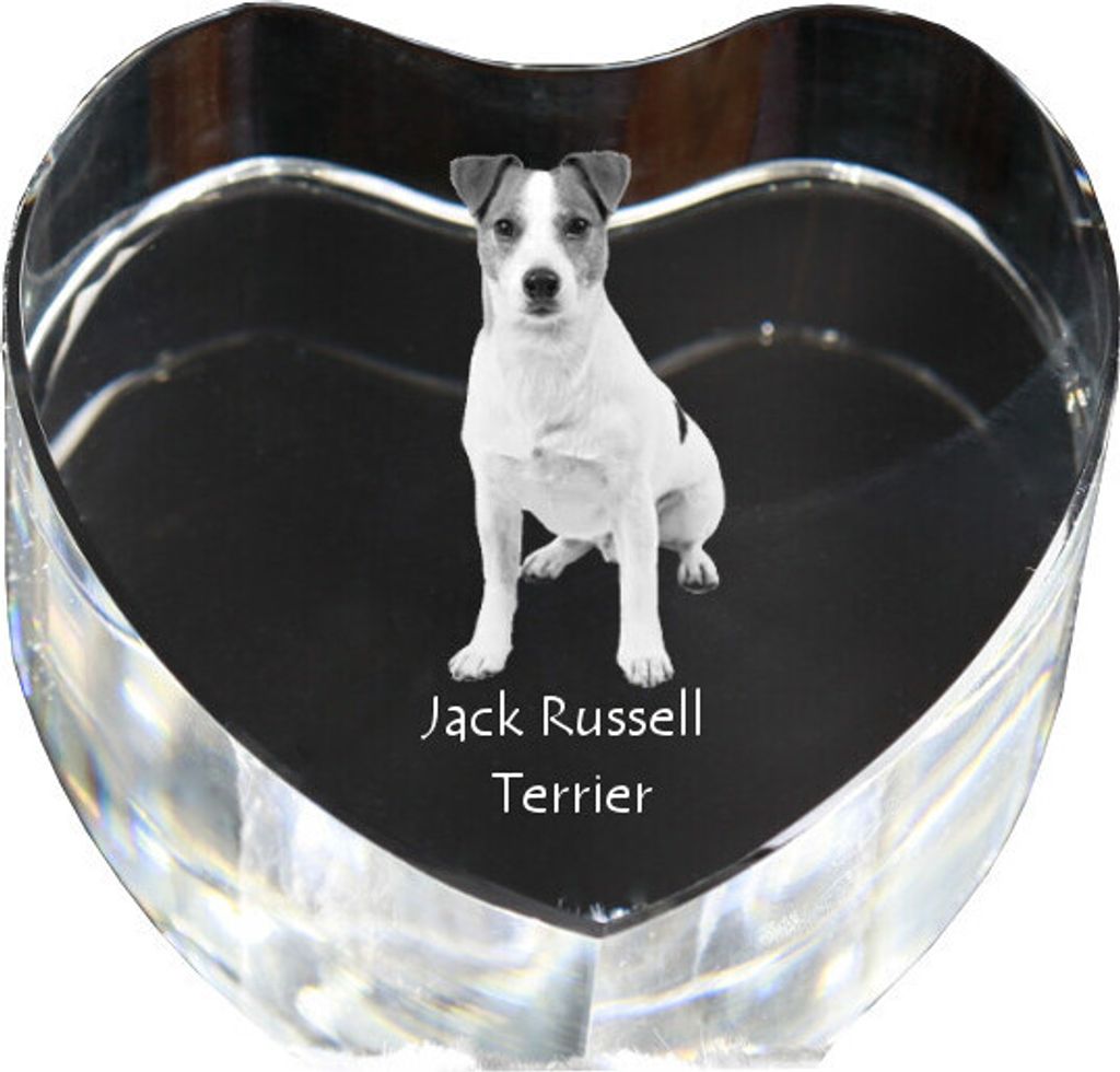 Jack Russell Terrier - Hundebild im Kristall, Kristallherz, einzigartiger Bilderrahmen der Marke Art-Dog