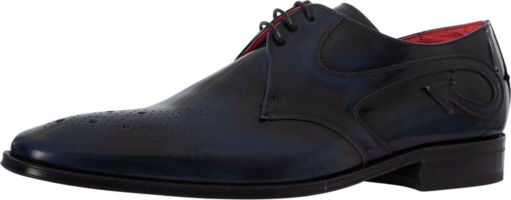Jeffery West Arrow Derby-Schuhe aus poliertem Leder, Blau 42 EU