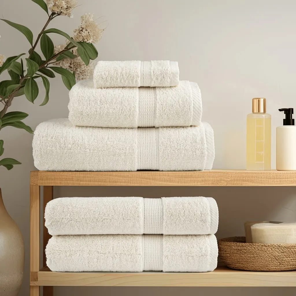 Set 4 Asciugamani SOLUND 50x100 Bianco Crema 600g/m² | vidaXL