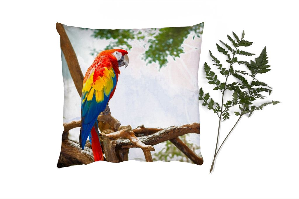 MuchoWow Zierkissen Sofakissen Wohnzimmer Dekokissen 45x45 cm Papagei - Vogel - Regenbogen - Tropisch - Schlafpolster - Polster für das Sofa