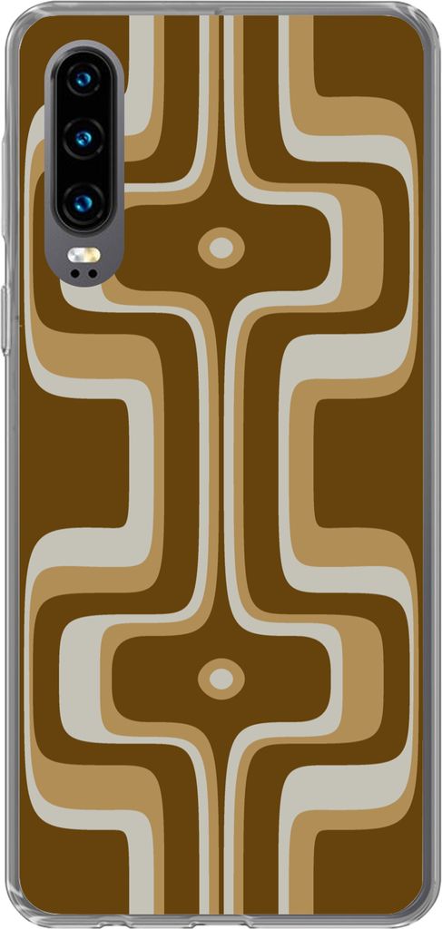 MuchoWow Handyhülle Schutzhülle Hülle für Telefoonhoesje Huawei P30 Retro - Design - Braun Silikon Softcase Handy Hülle - Kartenbesitzer