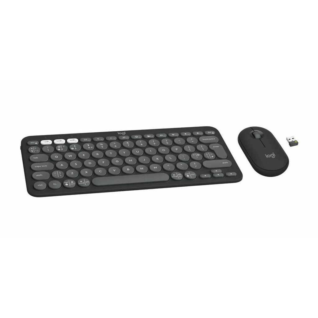 Logitech 920-012233, Kabellos, RF Wireless + Bluetooth, Scherenschalter, QWERTY, Graphit, Maus enthalten
