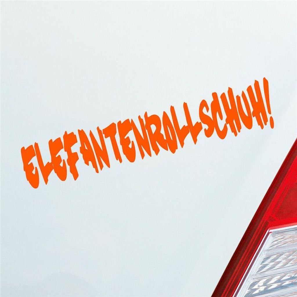 Auto Aufkleber Elefantenrollschuh Elefant Schuh Zubehör 20x4 cm Orange Sticker Heckscheibenaufkleber