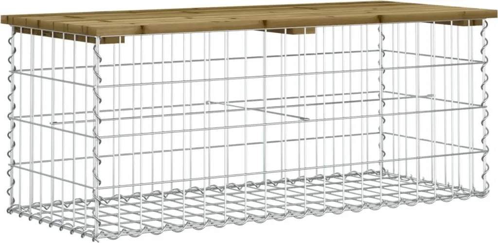 Seduta da Giardino 103x44x42 cm Gabbione Acciaio e Pino Impregnato