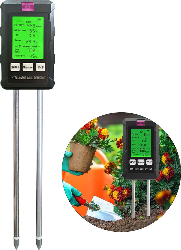 6-in-1 Bodentester - Misst Feuchtigkeit, PH-Wert, Temperatur Für Garten