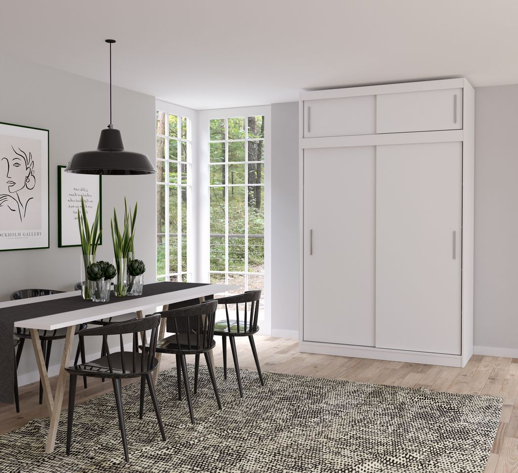 Schwebetürenschrank Schrank Kleiderschrank 150 cm mit Produktbild 