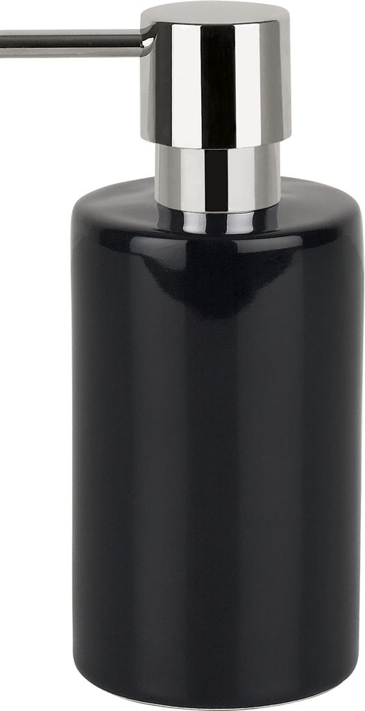 Spirella Seifenspender "Tube" | mit Pumpe | Flüssigseifen-Spender | Porzellan | 300ml | Langliebig und Robust | Schwarz
