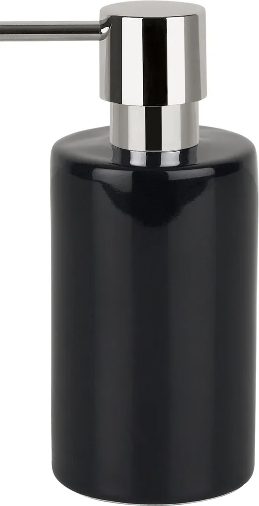 Distributeur de savon Spirella Tube Noir en porcelaine avec pompe 300ml