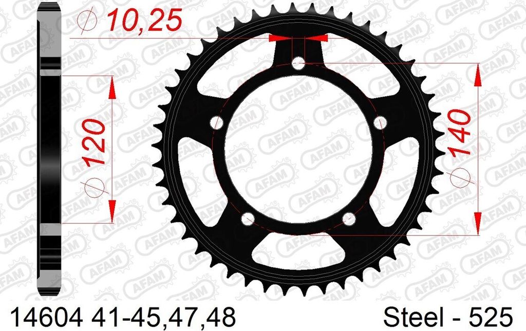AFAM Standard Stahlritzel hinten 14604 - 525