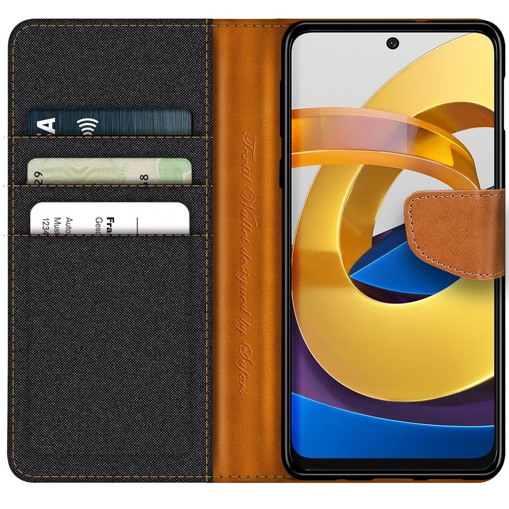 Leder-Hülle Für Xiaomi Poco M4 Pro 4G – Klapphülle Mit Kartenfächern, Magnetverschluss & Standfuß