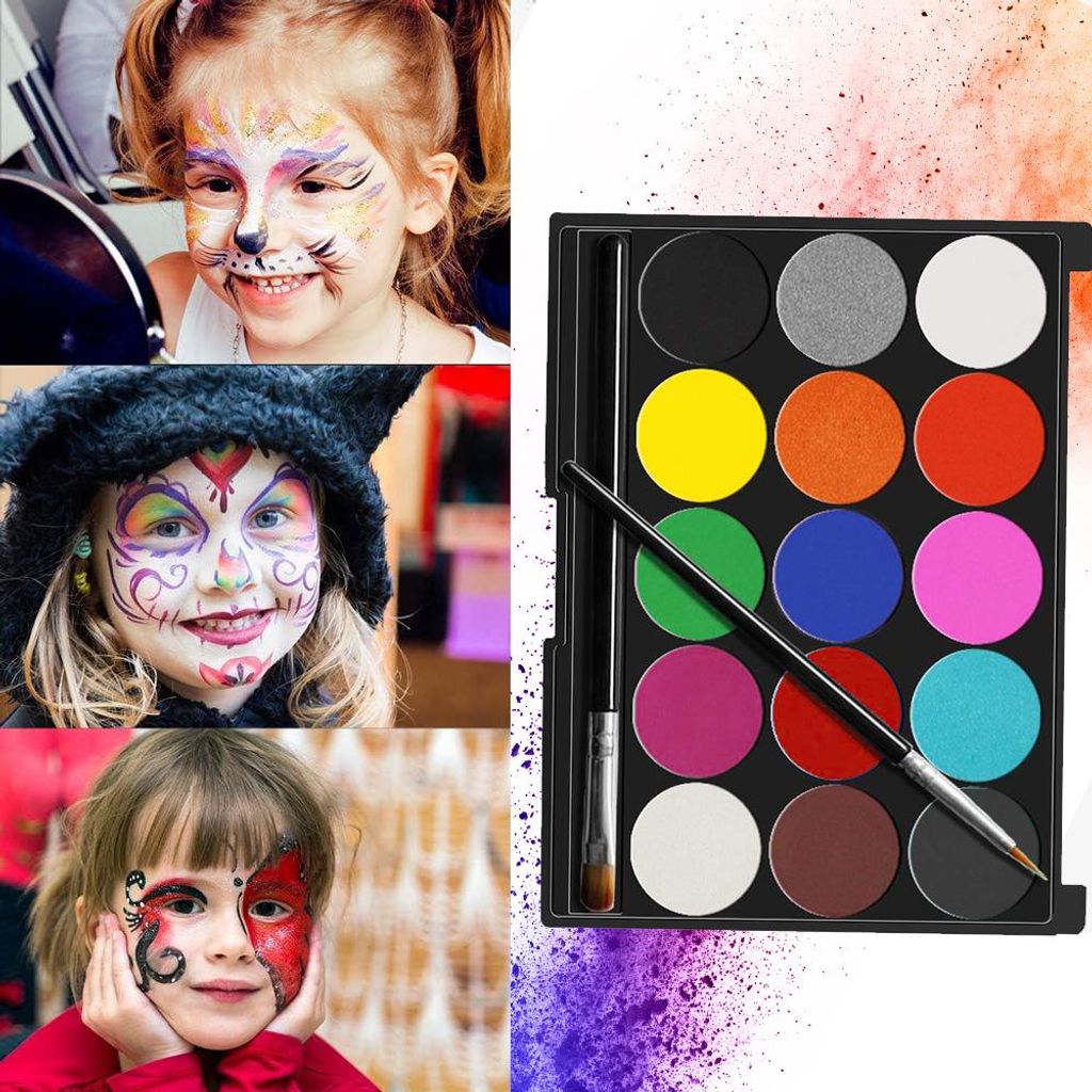 Kinderschminken Halloween Schminke Set 15 Farben Face Paint Make Up Kinder Gift