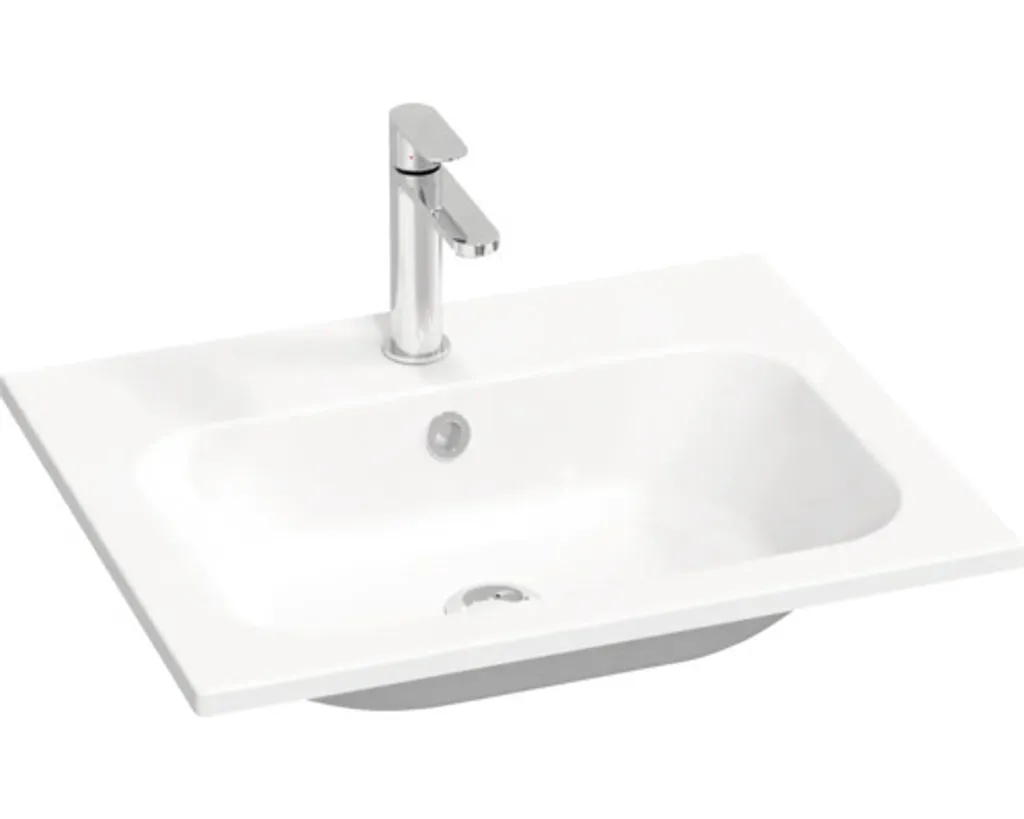 Lavabo RAVAK Chrome 600 anti-calcaire en marbre blanc pour meuble