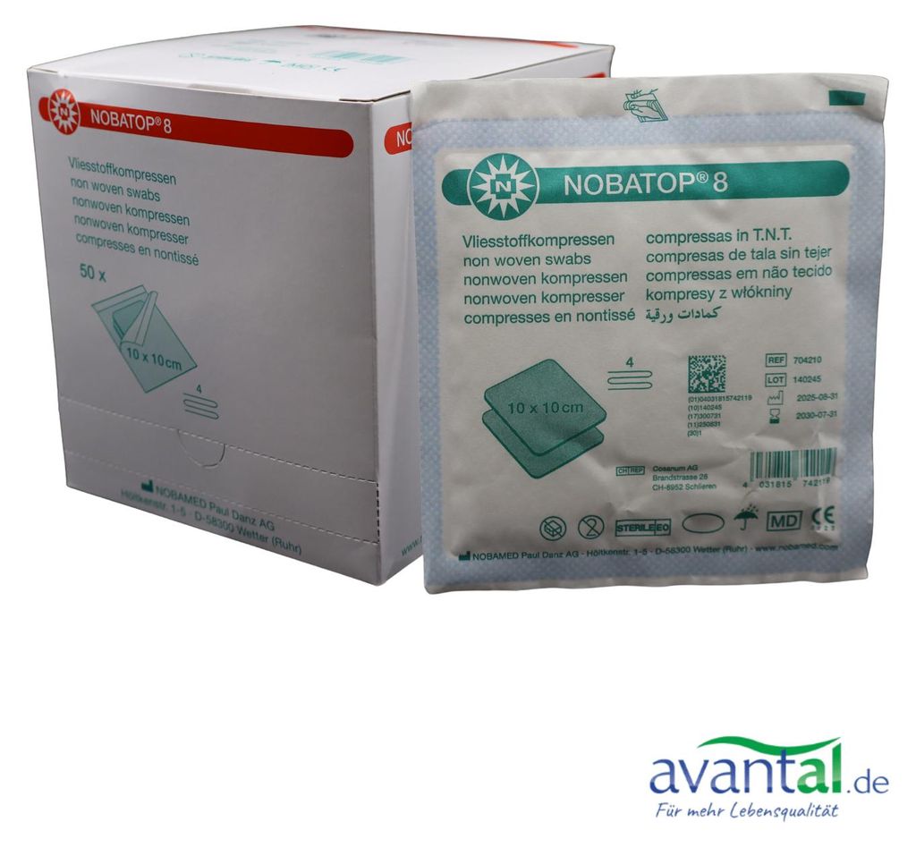 NOBATOP® 8 10 x 10 cm steril Kompressen PZN: 15205914 Produktbild 