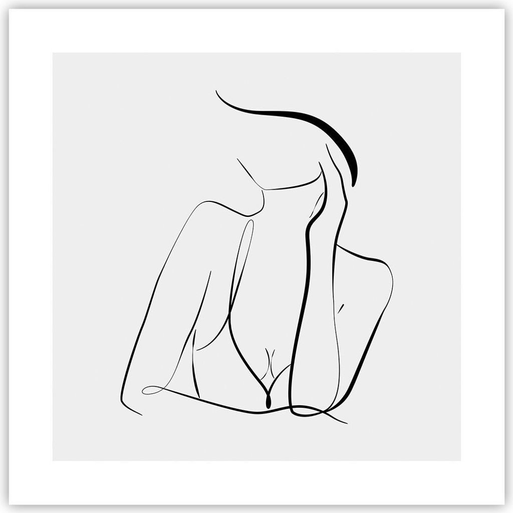Poster - Poster ohne Rahmen - Frau Linien Minimalismus - 40x40 cm - Wand Bild - Wanddeko - Wandbilder - Kunstposter - Wandposter - Bilder - Kunstdr...