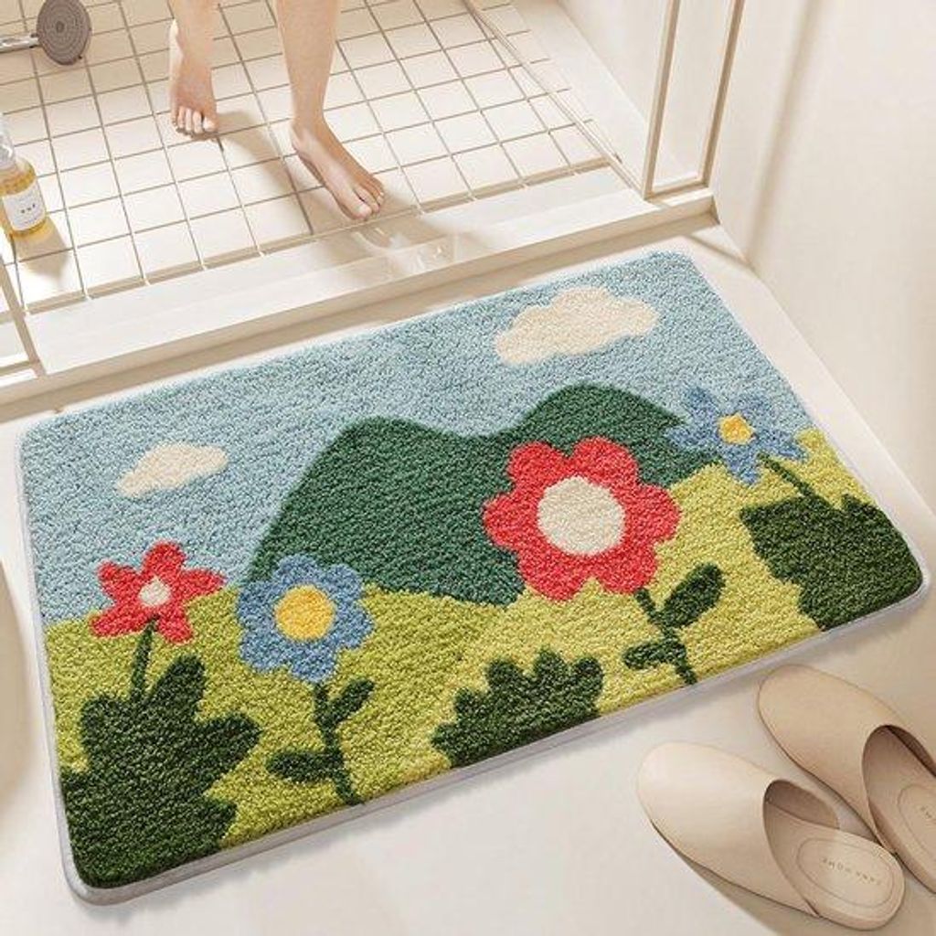 Antislip-Badmat mit Blumenmuster, weich und absorbierend, für die Dusche