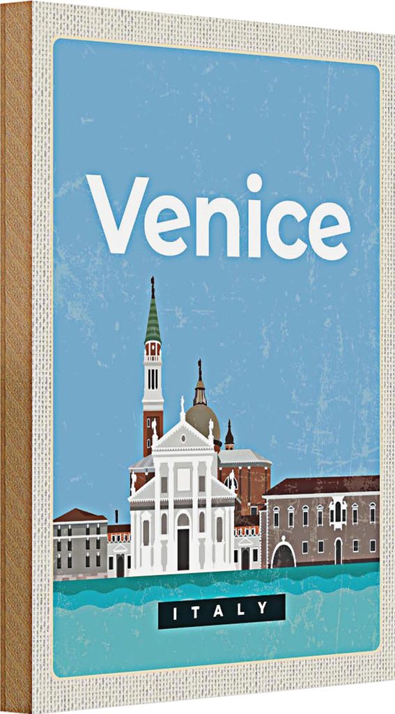 Holzschild Reise 20x30cm Venice Italy Ansicht Bild