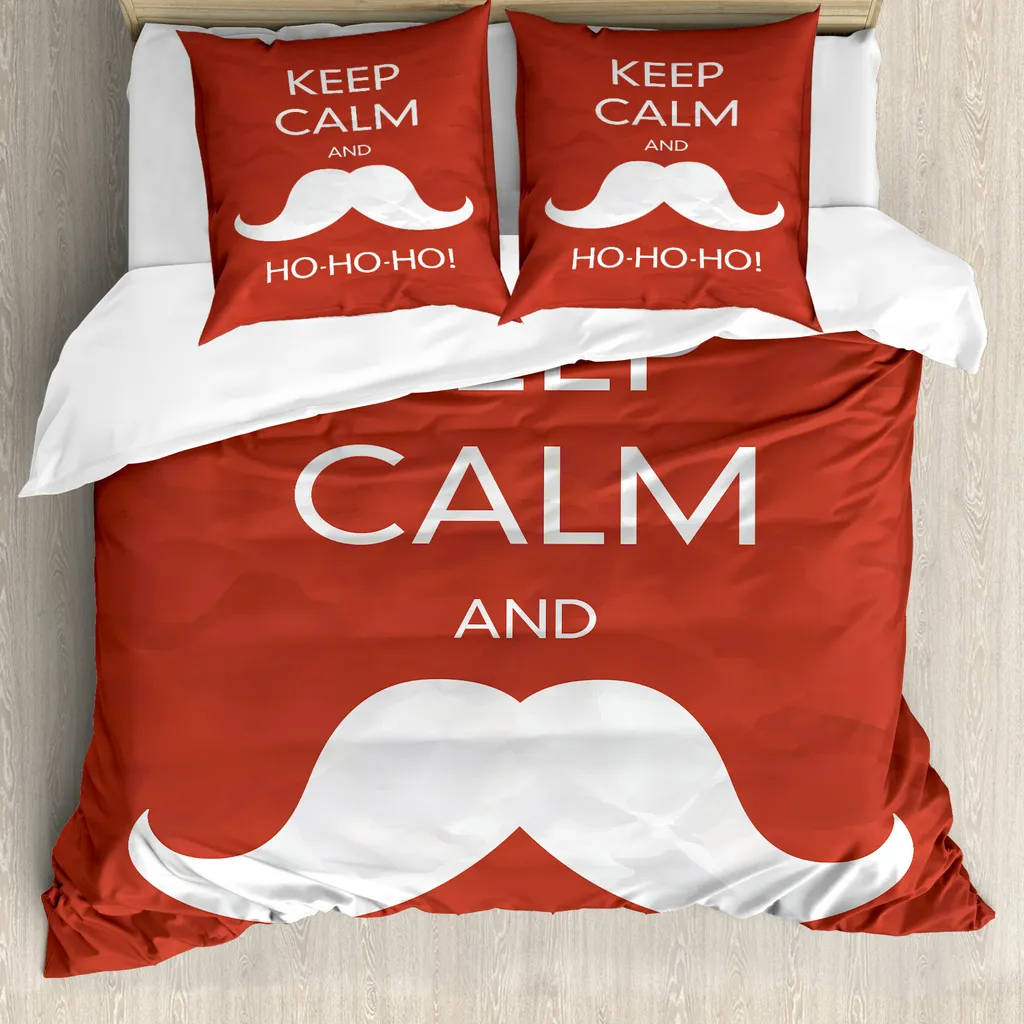 Parure de lit 200x200 cm motif Moustache Red Coconut avec taies d'oreiller