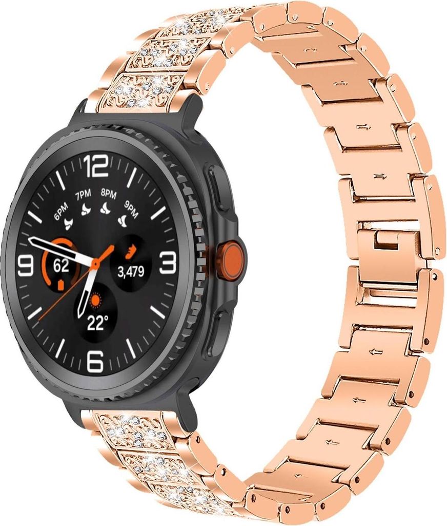 s Edelstahl Armband mit Diamant Design Rose Gold für Samsung Galaxy Watch 8 / 8 Classic