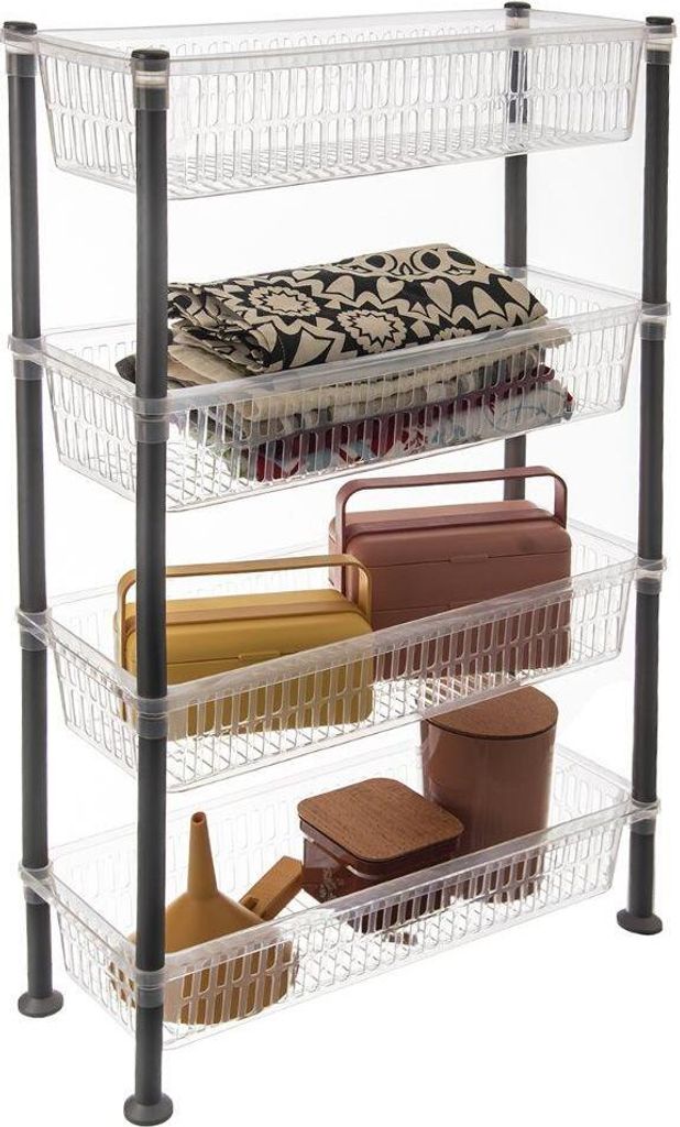 Orion Stehregal Standregal Organizer Aufbewahrungskörbe 4-stufig für Küche Badezimmer Werkstatt schmal robust 83x19,5x50 cm