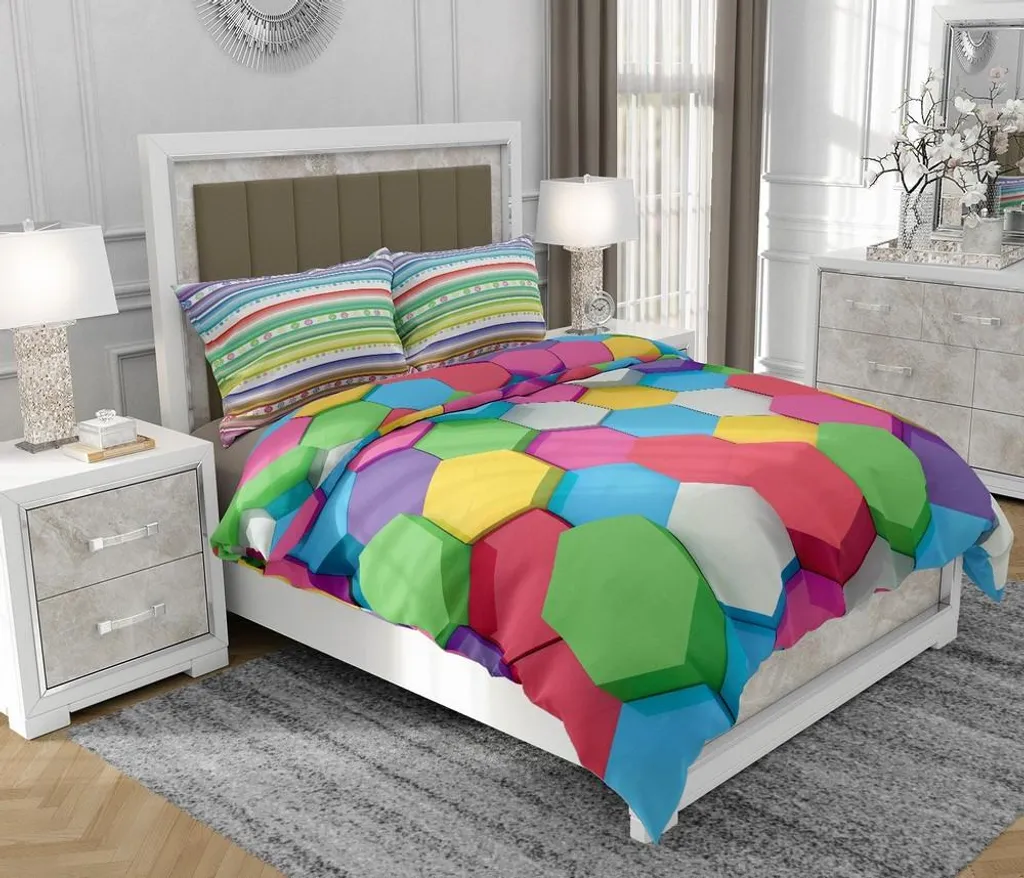 Biancheria Letto Cotone 140x200 SOVIO - Set 3 Pezzi con Cerniera