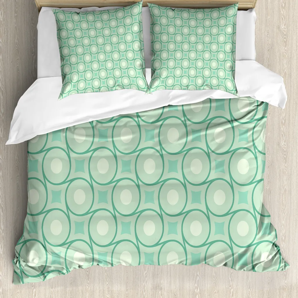 Set Letto ABAKUHAUS Verde Menta 155x220 cm | Design Pois Ondulati