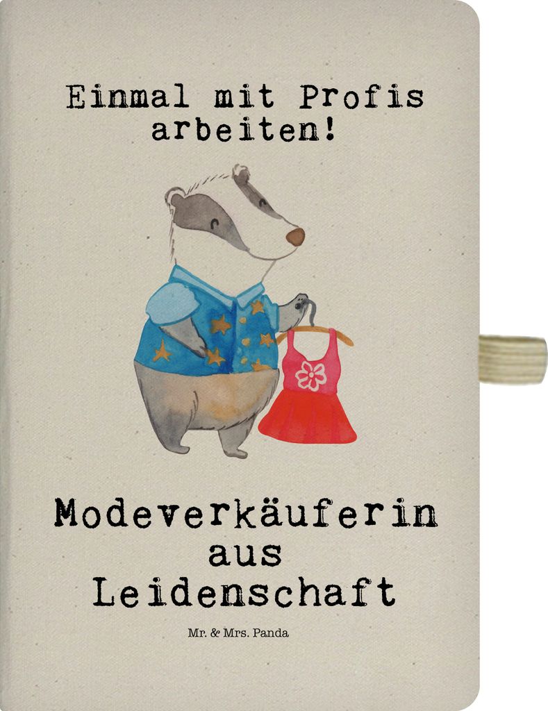 Mr. & Mrs. Panda Journal Modeverkäuferin Leidenschaft - Transparent - Geschenk, notizbuch, Skizzenheft, Verkäuferin, Lustig, Witzig, Fashion Stor...