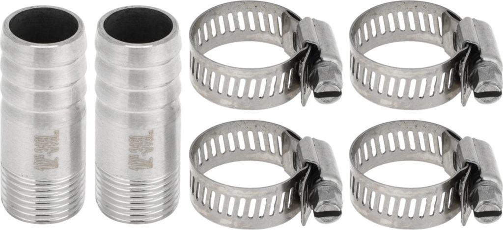 316 Edelstahl Schlauchstutzen 25/32" OD 1/2" BSPT I-förmiges männliches Gewinde Schlauchverbinder für Luft Wasser Öl Gas Kraftstoff 1 Satz Silb...