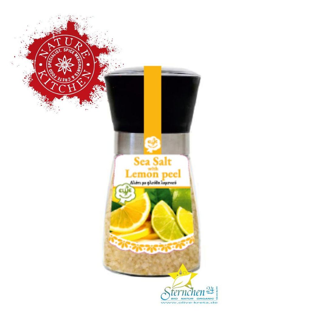 ELLIE 14867 Lemon-Meersalz in praktischer Mühle 200g, Kreta