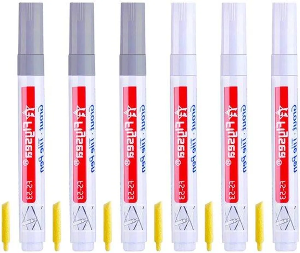 Feutre de rénovation pour joints de carrelage - Lot de 6 stylos gris/blanc