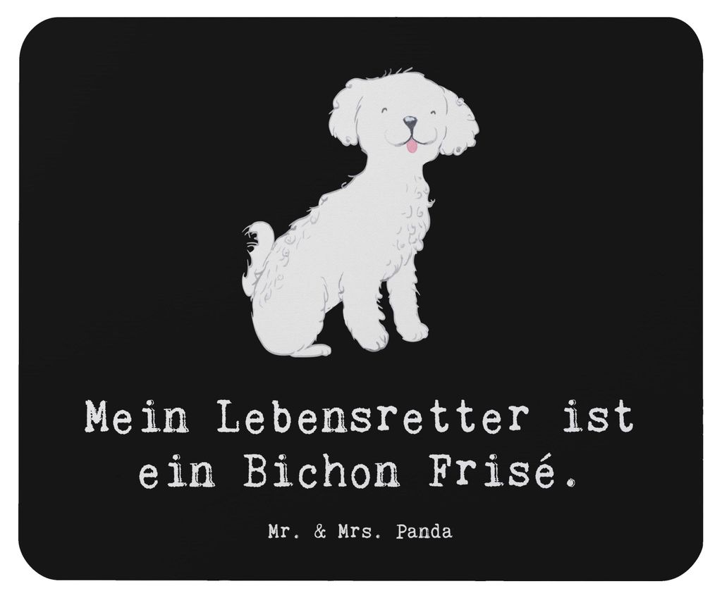 Mr. & Mrs. Panda Mauspad Bichon Frisé Lebensretter - Schwarz - Geschenk, laptop mousepad, Mouse Pad, pc