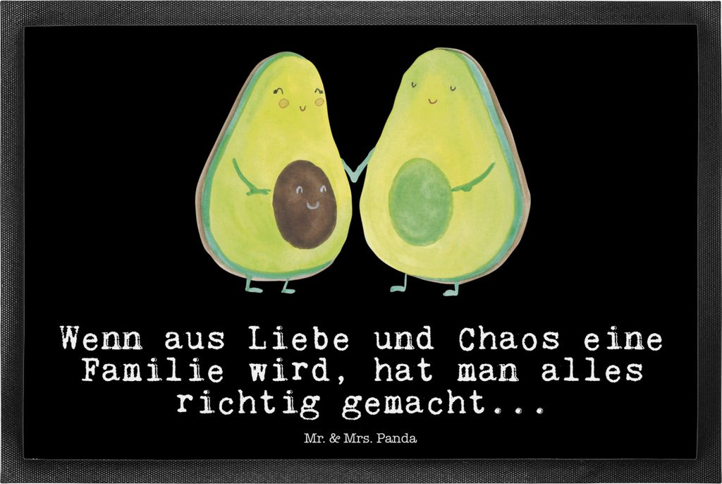 Mr. & Mrs. Panda fußmatte Avocado Pärchen 40 x 60 cm - Schwarz - Geschenk, Fußabstreifer, Kinder, Liebe, Hochzeit, Schuhabstreifer, Familie, Sch...
