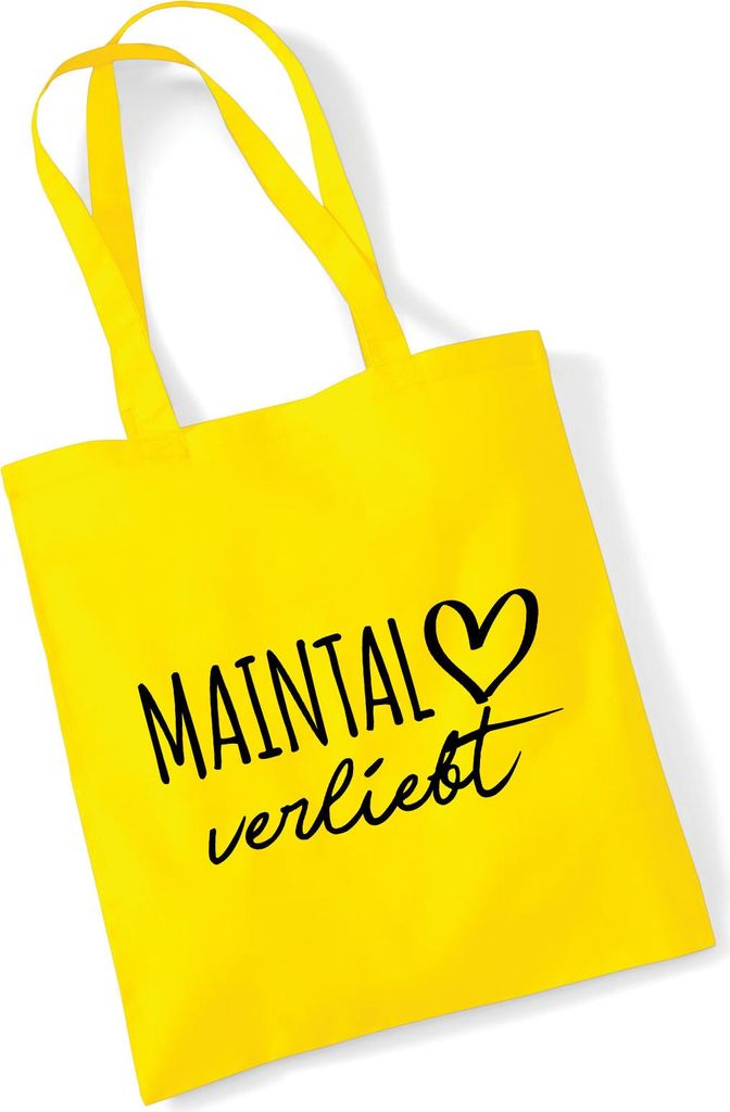 Huuraa Jutebeutel Maintal verliebt 10 Liter Yellow Baumwolle Tasche Geschenkidee