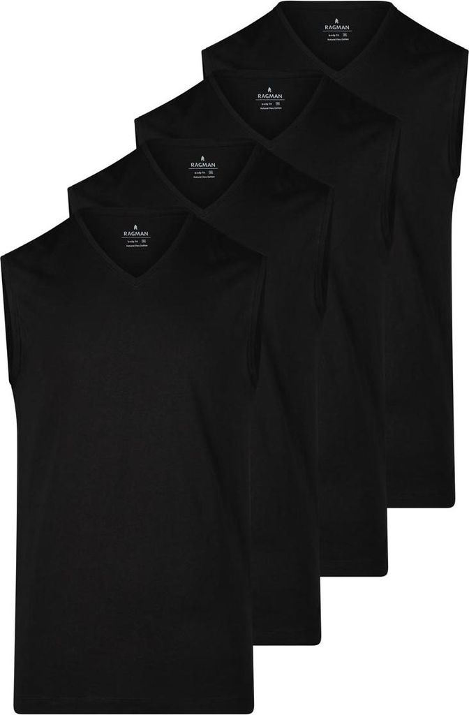 RAGMAN 4er Pack Basic Unterhemd / Tanktop Enganliegende Passform, Verstärkte Nacken- und Schulternaht, Vielseitig kombinierbar