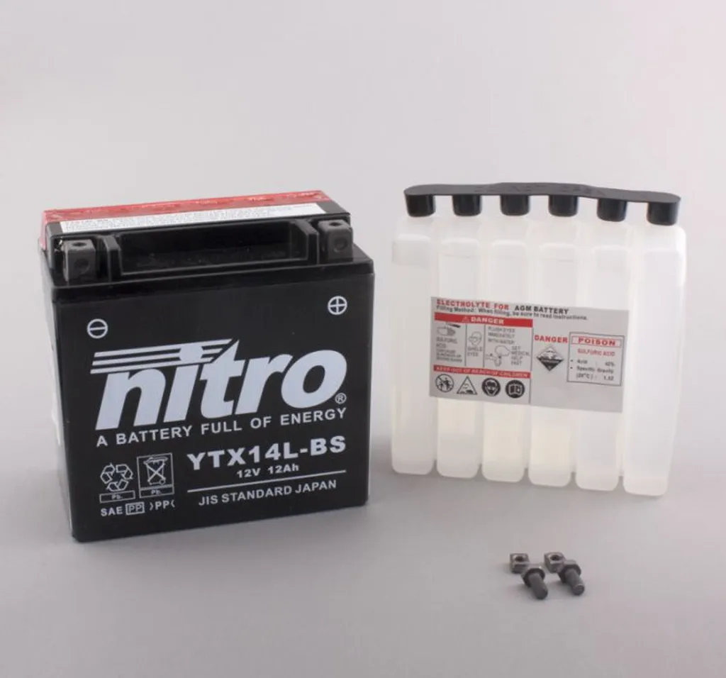 Batterie moto Nitro YTX14L-BS 12V 12Ah MF robuste et anti-vibrations