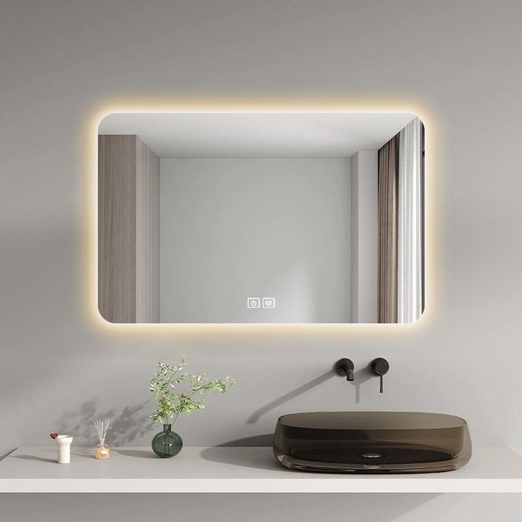 Badspiegel mit Beleuchtung, Rechteck 80x130cm, Lichtspiegel Produktbild 