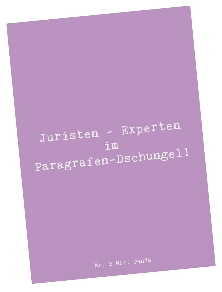 Mr. & Mrs. Panda Postkarte Spruch Jurist Experte - Lavendeltraum - Geschenk, handgefertigte Geschenke, Grußkarte, Berufsleben, Rechtsberatung, Kan...