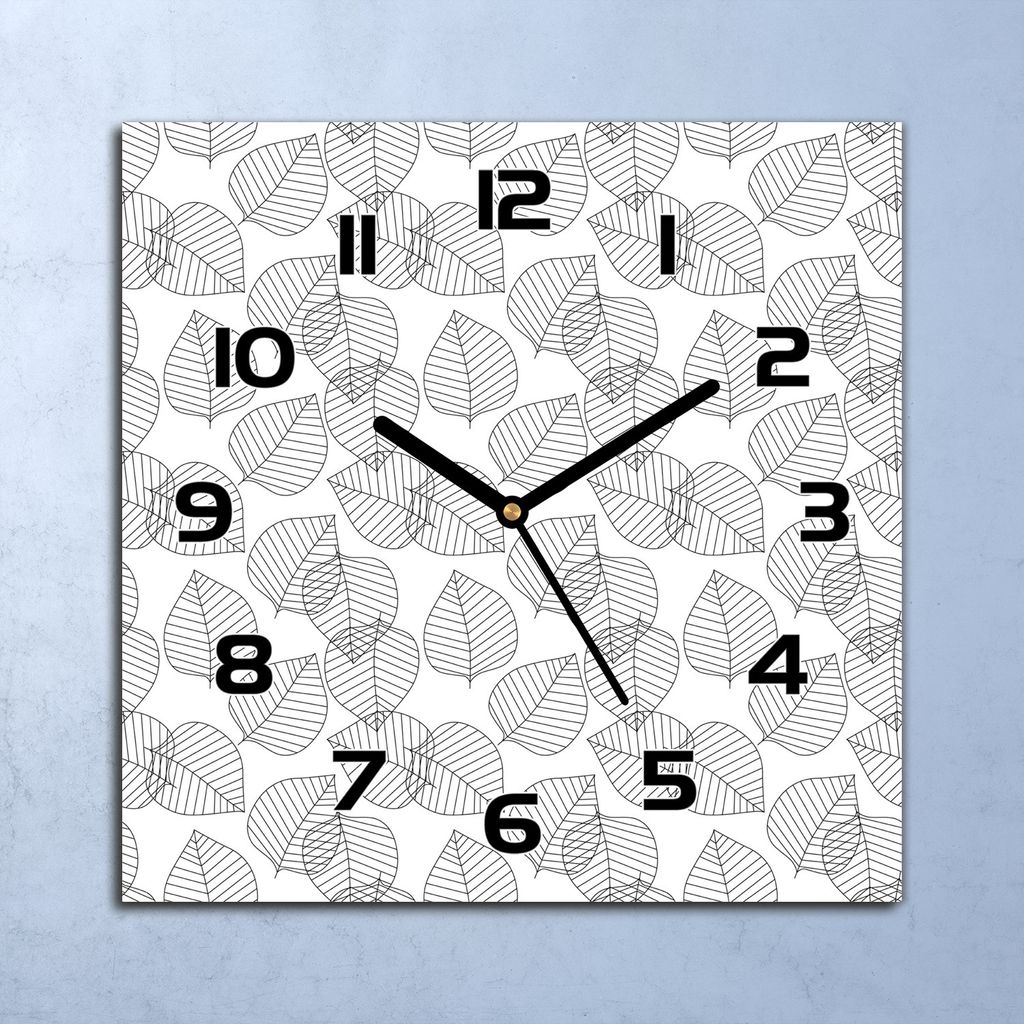 Wanduhr Echt-Glas-Küchenuhr Geometrische Blätter Quarz 30x30 Deko Bilder